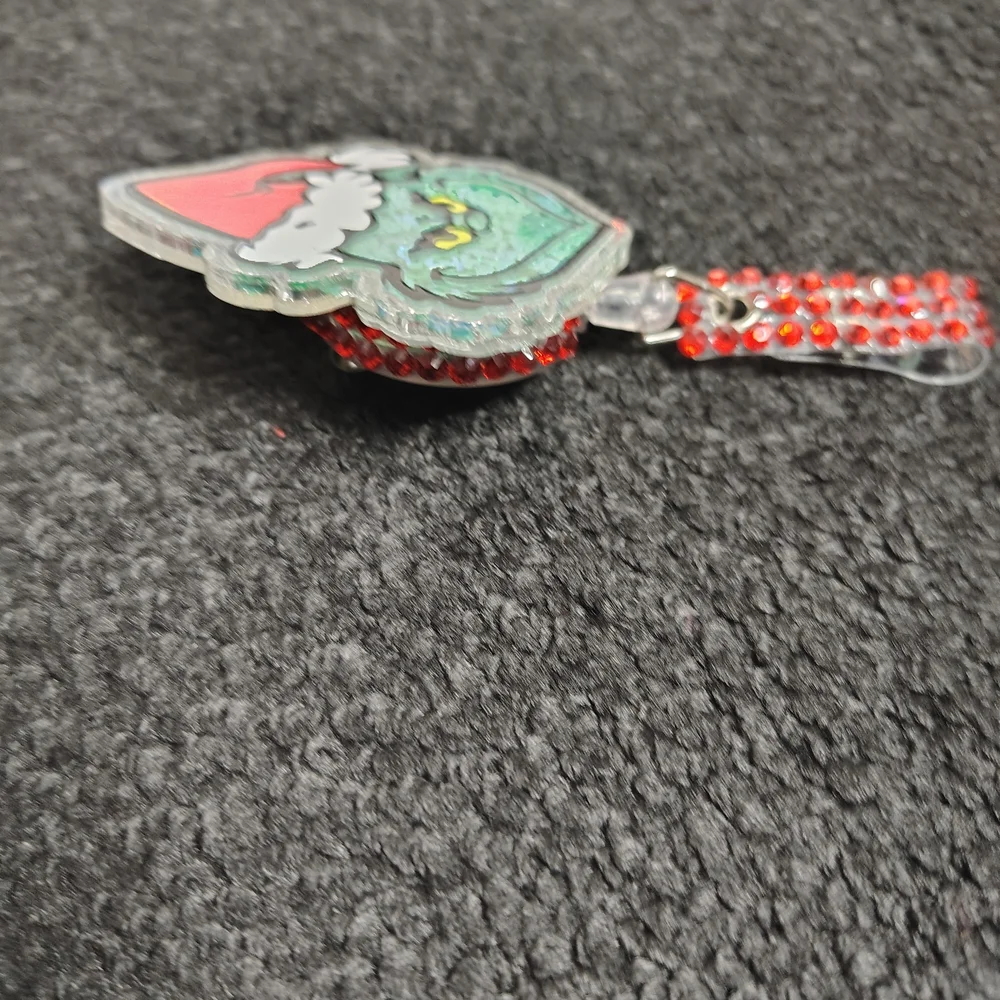 Grinch Christmas Retractable Badge Reel  Cute Nurse Id Holder Teacher Work Id